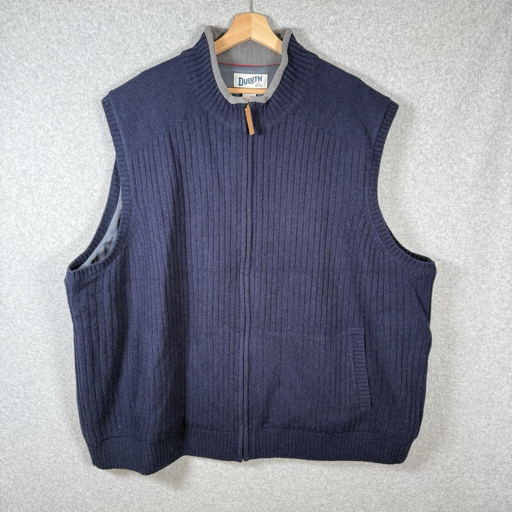 Duluth Trading Shetland Wool Sweater Vest Men's 3XL Zip Windproof Lined Knit